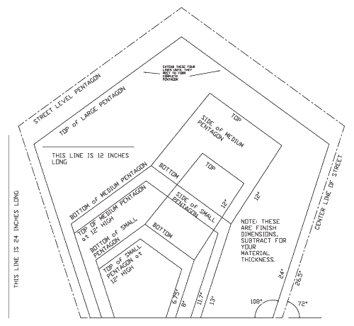 Plan & Elevations of Pentagon Building